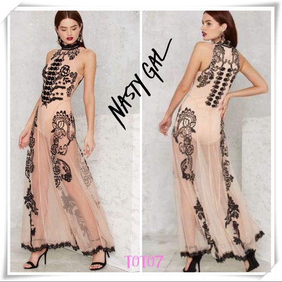 Nasty Gal Dresses & Skirts - Nasty Gal Pink Say My Name Embroidered Maxi Dress